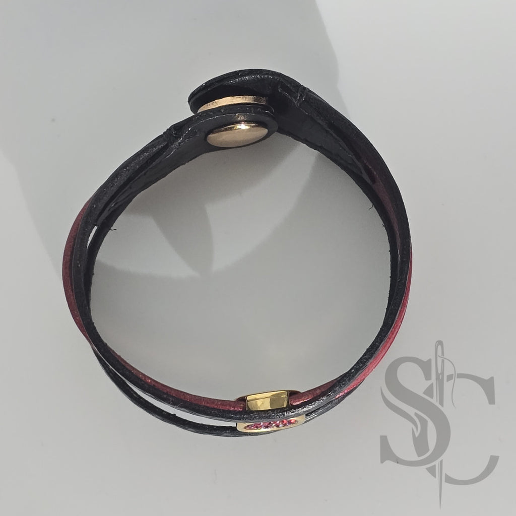 Bracelet 3 brins rouge et doré vagues