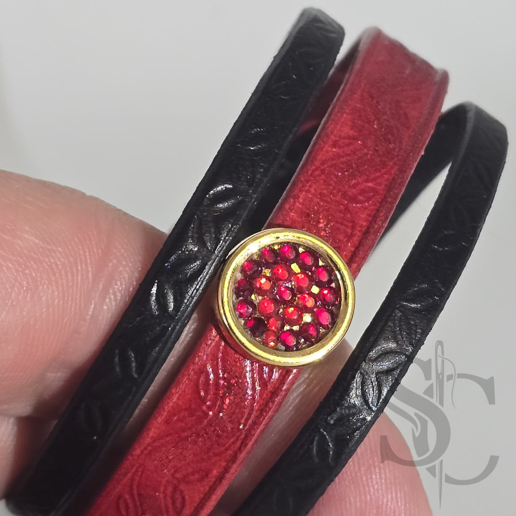 Bracelet 3 brins rouge et doré vagues