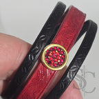 Bracelet 3 brins rouge et doré vagues
