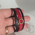 Bracelet 3 brins rouge et doré vagues