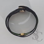 Bracelet 3 brins vert forêt et doré