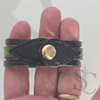 Bracelet 3 brins vert forêt et doré
