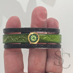 Bracelet 3 brins vert forêt et doré