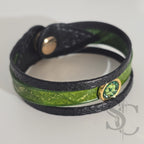 Bracelet 3 brins vert forêt et doré