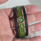 Bracelet 3 brins vert forêt et doré