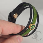 Bracelet 3 brins vert forêt et doré