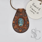 Pendentif goutte avec turquoise et cuivre