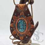 Pendentif goutte avec turquoise et cuivre