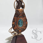 Pendentif goutte avec turquoise et cuivre