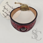 Bracelet en cuir avec agate veine de dragon rouge sur rouge