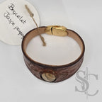 Bracelet en cuir avec jaspe paysage sur marron