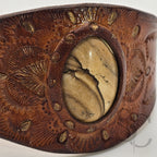 Bracelet en cuir avec jaspe paysage sur marron