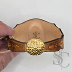 Bracelet en cuir avec agate veine de dragon rouge sur tan