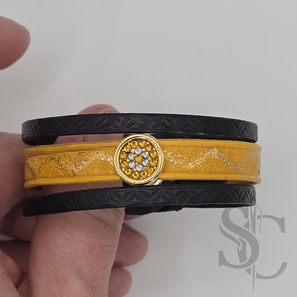 Bracelet 3 brins jaune et doré