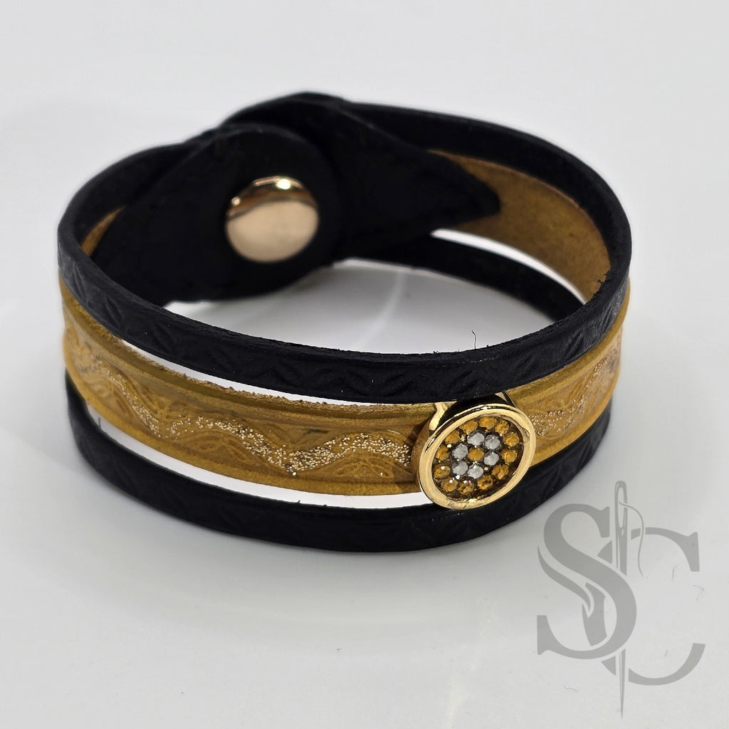 Bracelet 3 brins jaune et doré