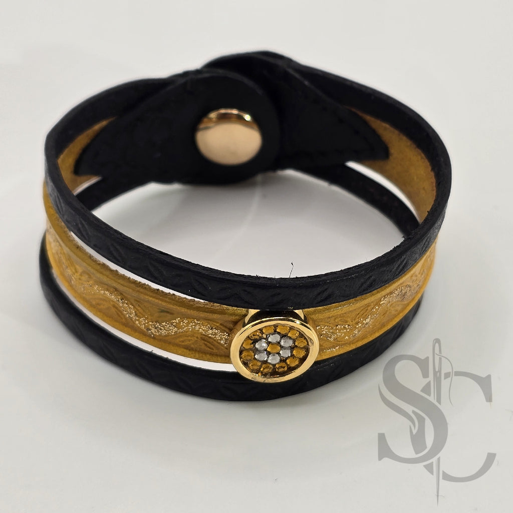 Bracelet 3 brins jaune et doré