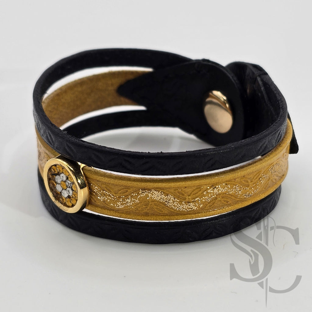 Bracelet 3 brins jaune et doré