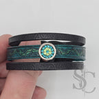 Bracelet 3 brins vert et argenté