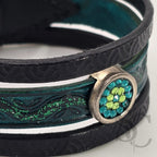 Bracelet 3 brins vert et argenté