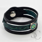 Bracelet 3 brins vert et argenté
