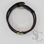 Bracelet 3 brins marron et doré
