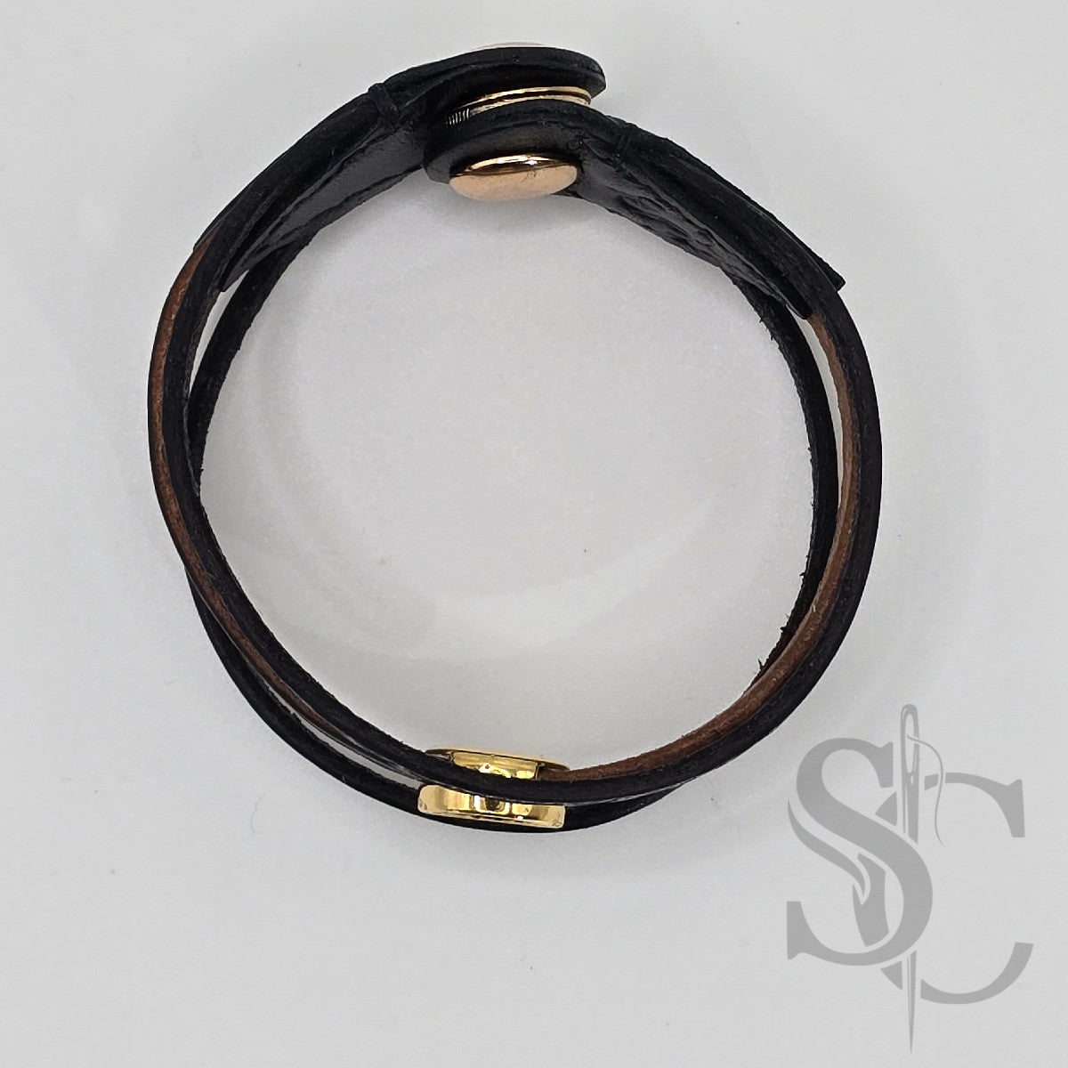 Bracelet 3 brins marron et doré