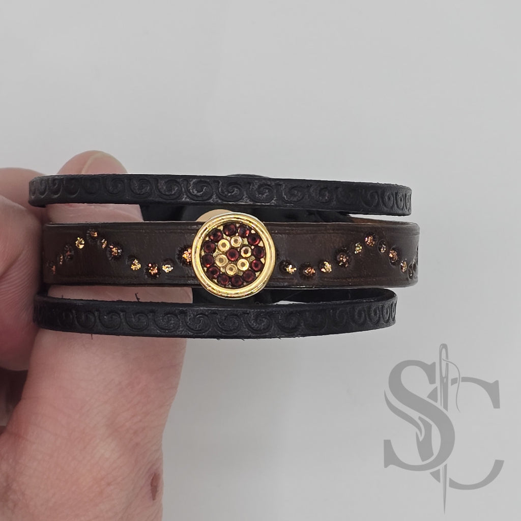 Bracelet 3 brins marron et doré