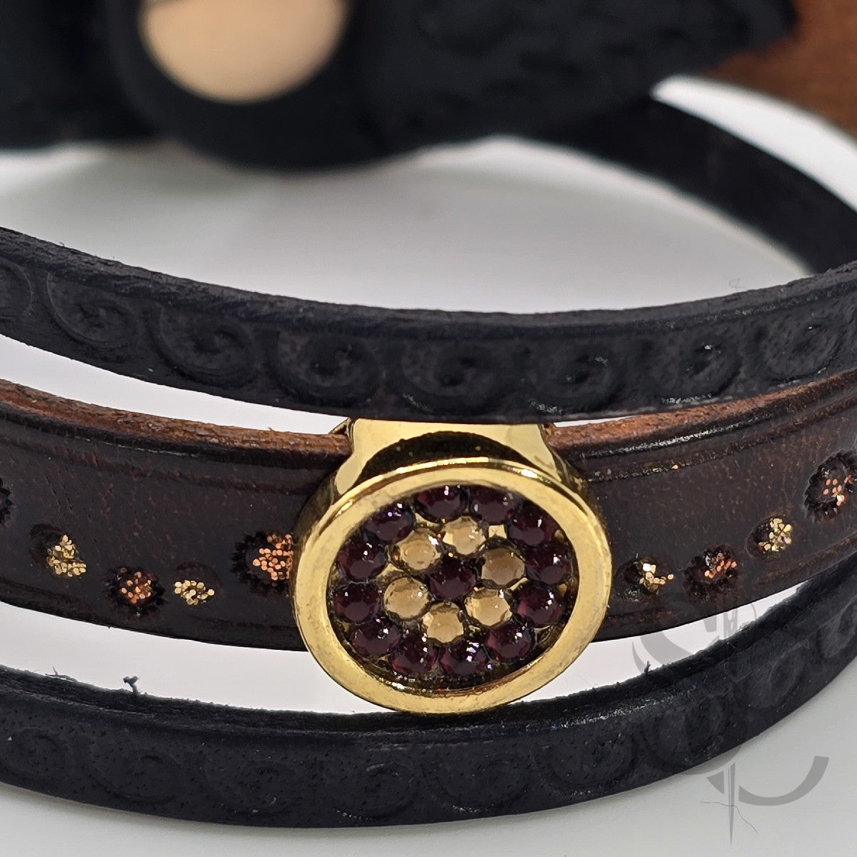 Bracelet 3 brins marron et doré