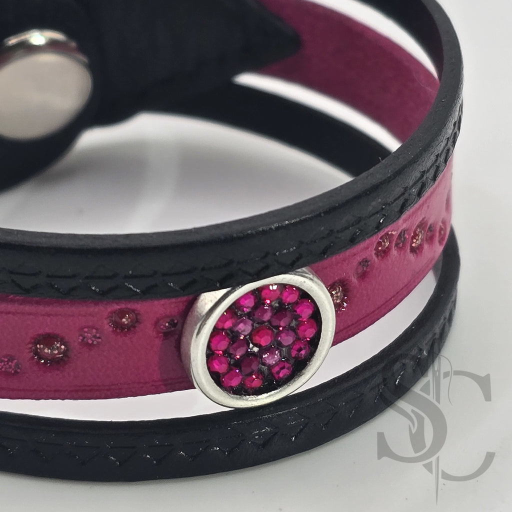 Bracelet 3 brins rose et argenté