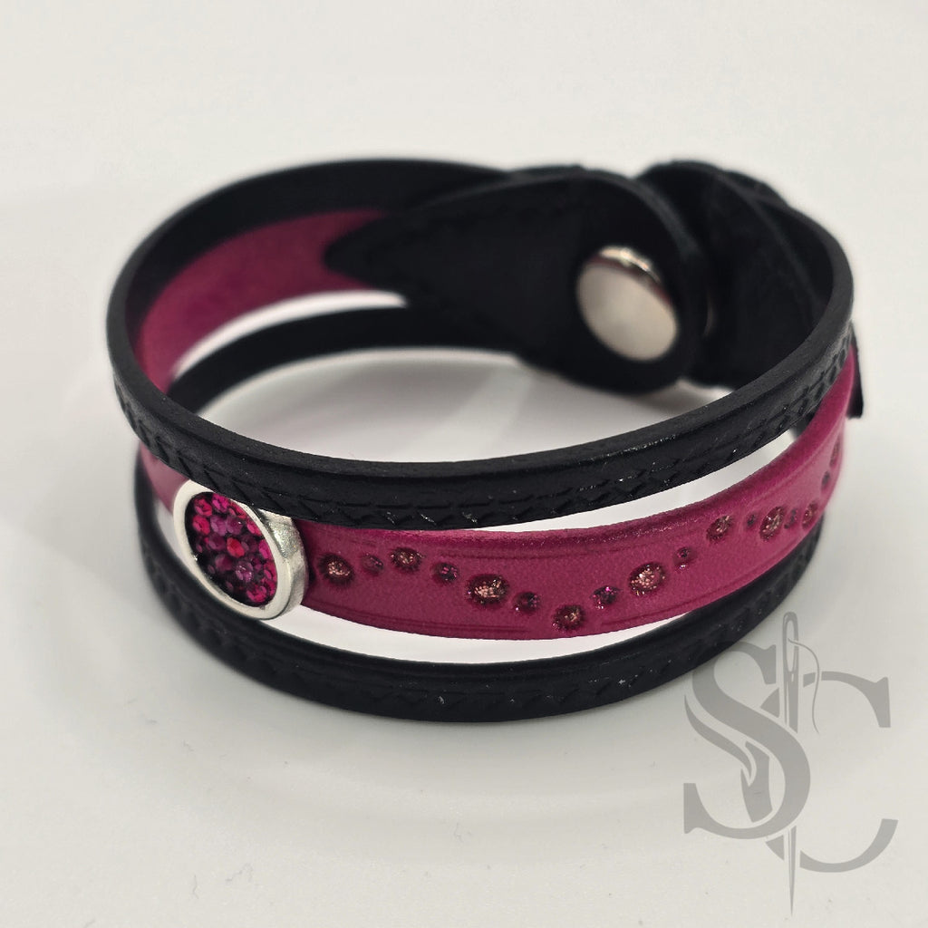 Bracelet 3 brins rose et argenté