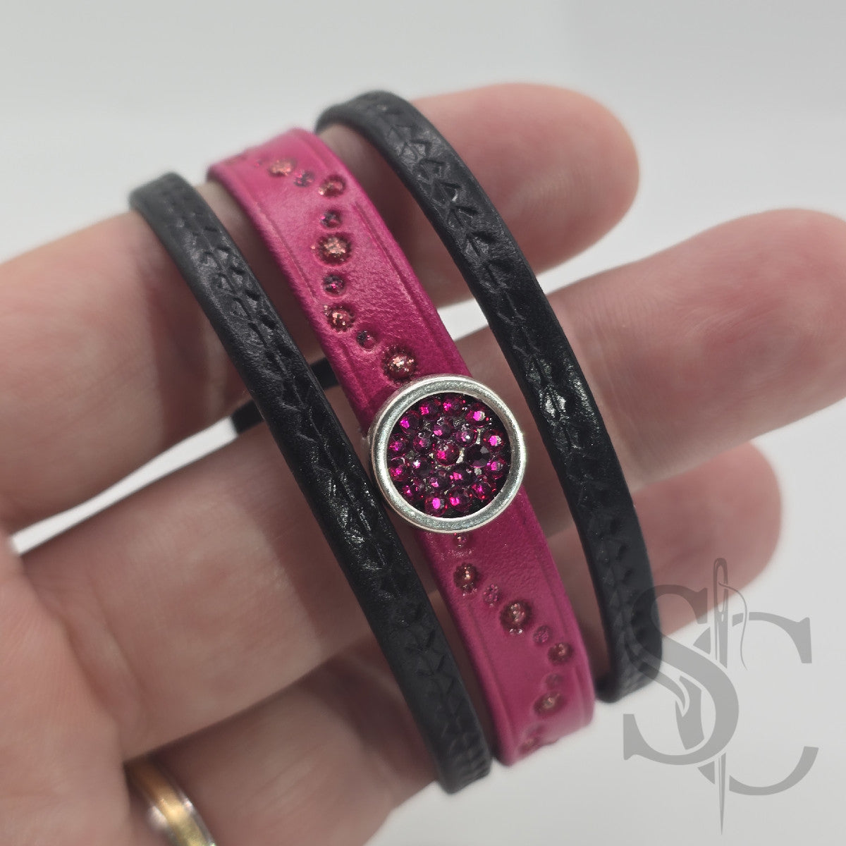 Bracelet 3 brins rose et argenté