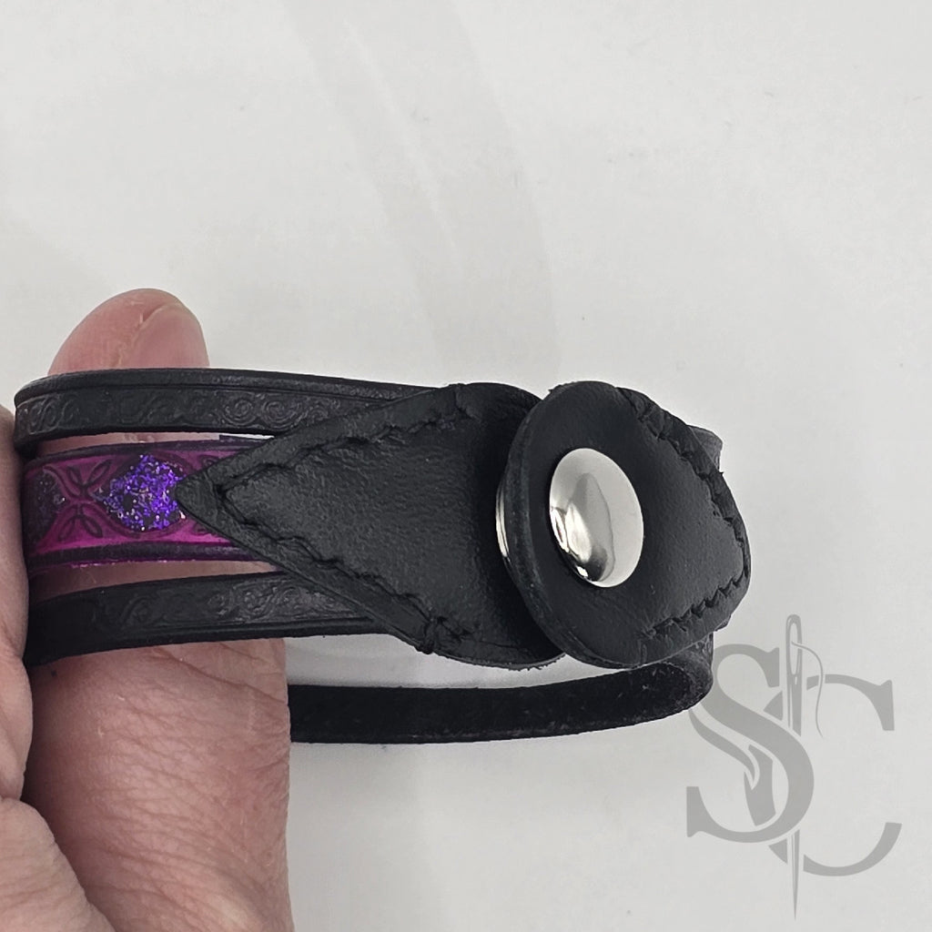 Bracelet 3 brins violet et argenté