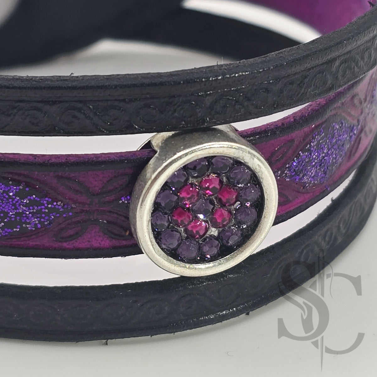 Bracelet 3 brins violet et argenté