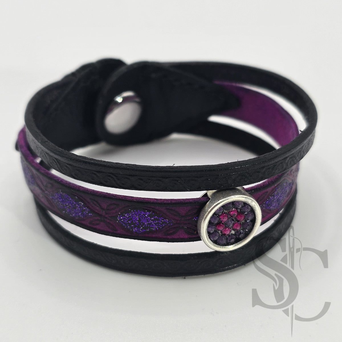 Bracelet 3 brins violet et argenté