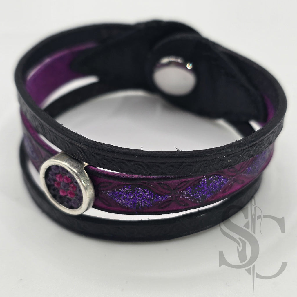 Bracelet 3 brins violet et argenté
