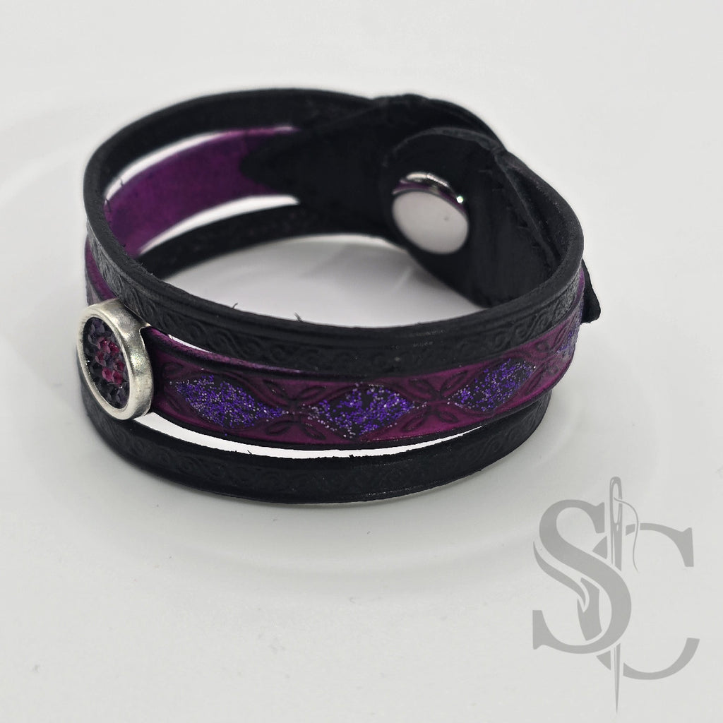 Bracelet 3 brins violet et argenté