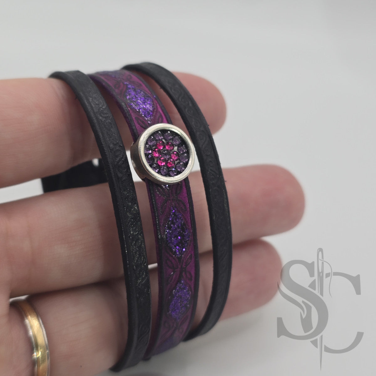 Bracelet 3 brins violet et argenté