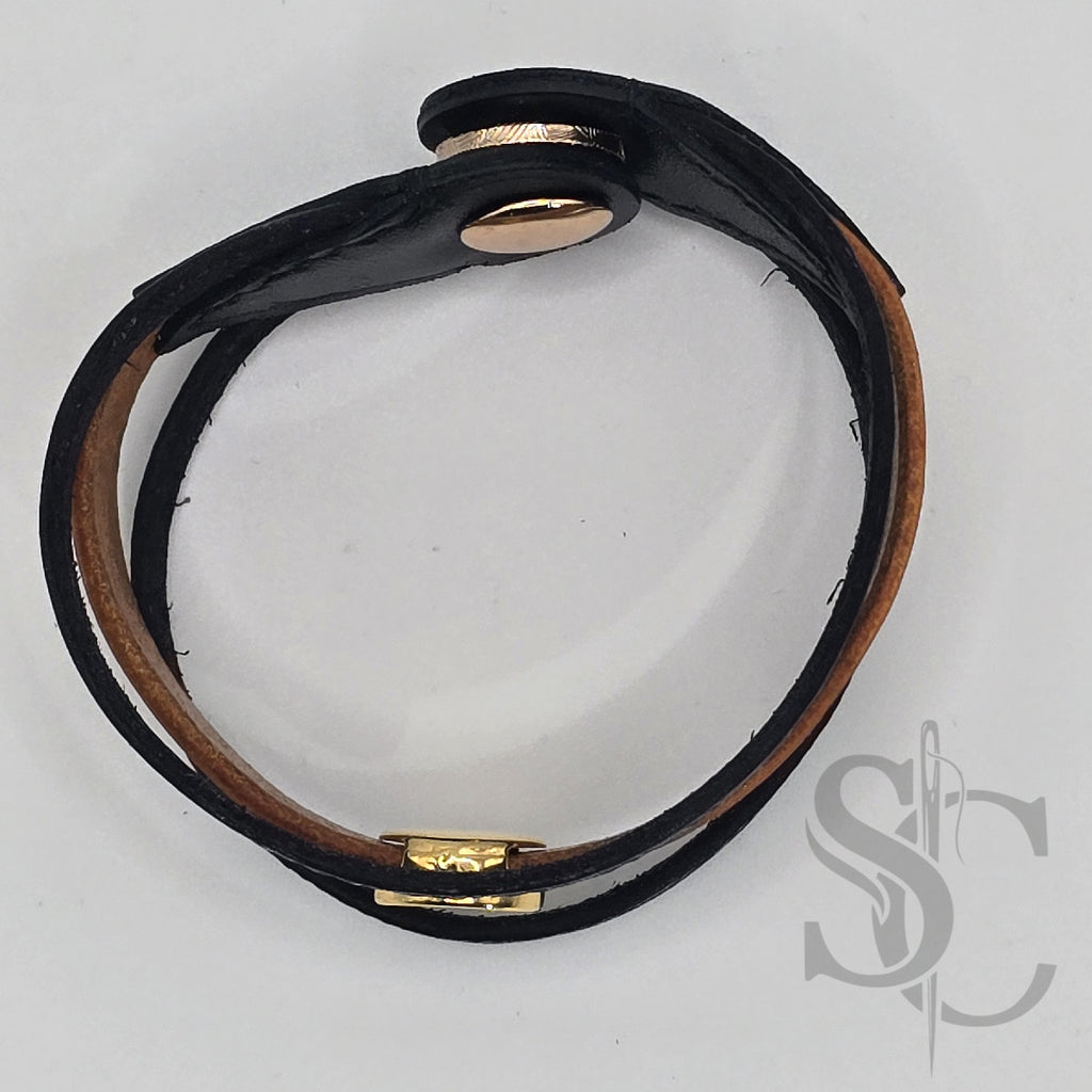 Bracelet 3 brins orange et doré