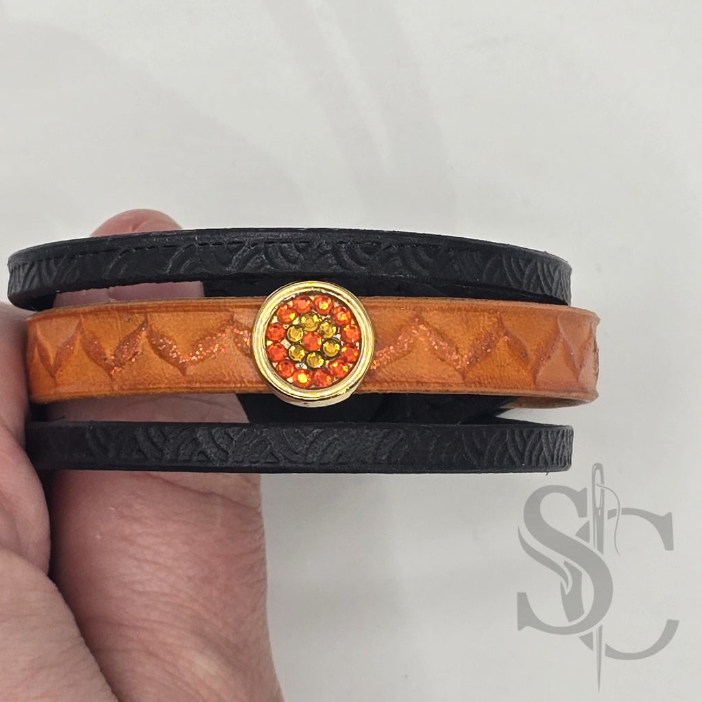 Bracelet 3 brins orange et doré
