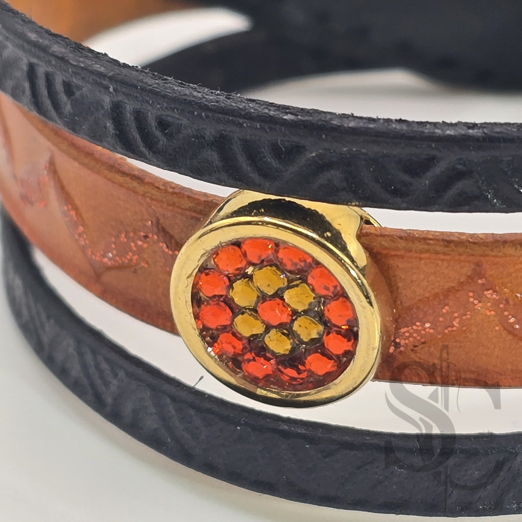 Bracelet 3 brins orange et doré