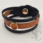 Bracelet 3 brins orange et doré