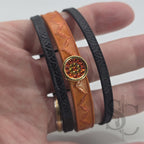 Bracelet 3 brins orange et doré