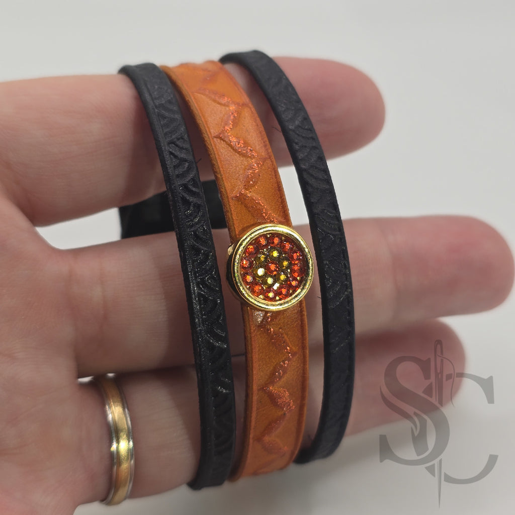 Bracelet 3 brins orange et doré