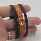 Bracelet 3 brins orange et doré