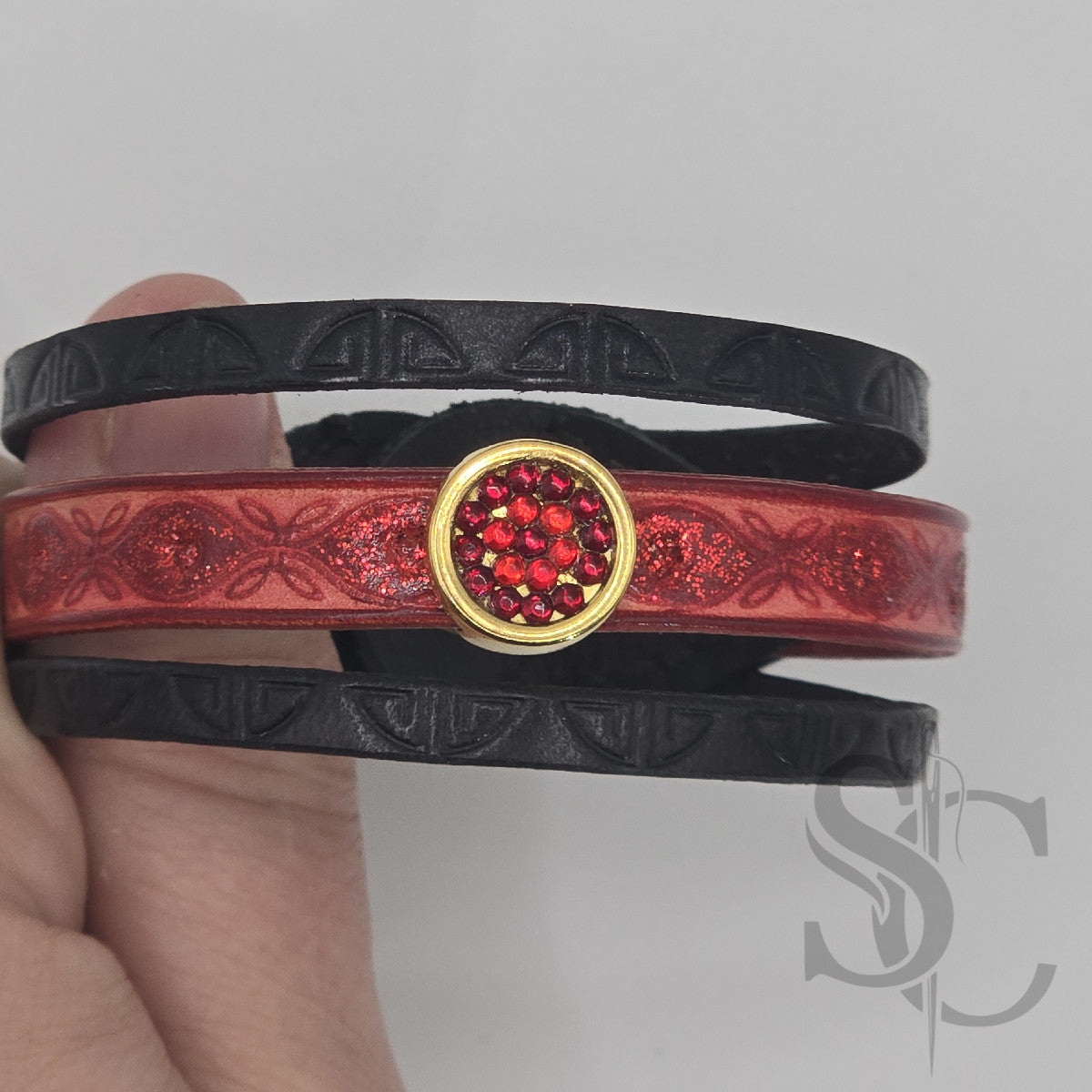 Bracelet 3 brins rouge et doré