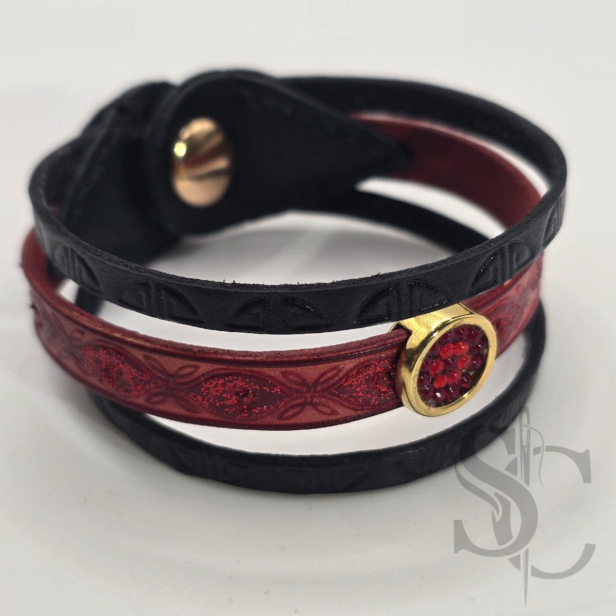 Bracelet 3 brins rouge et doré