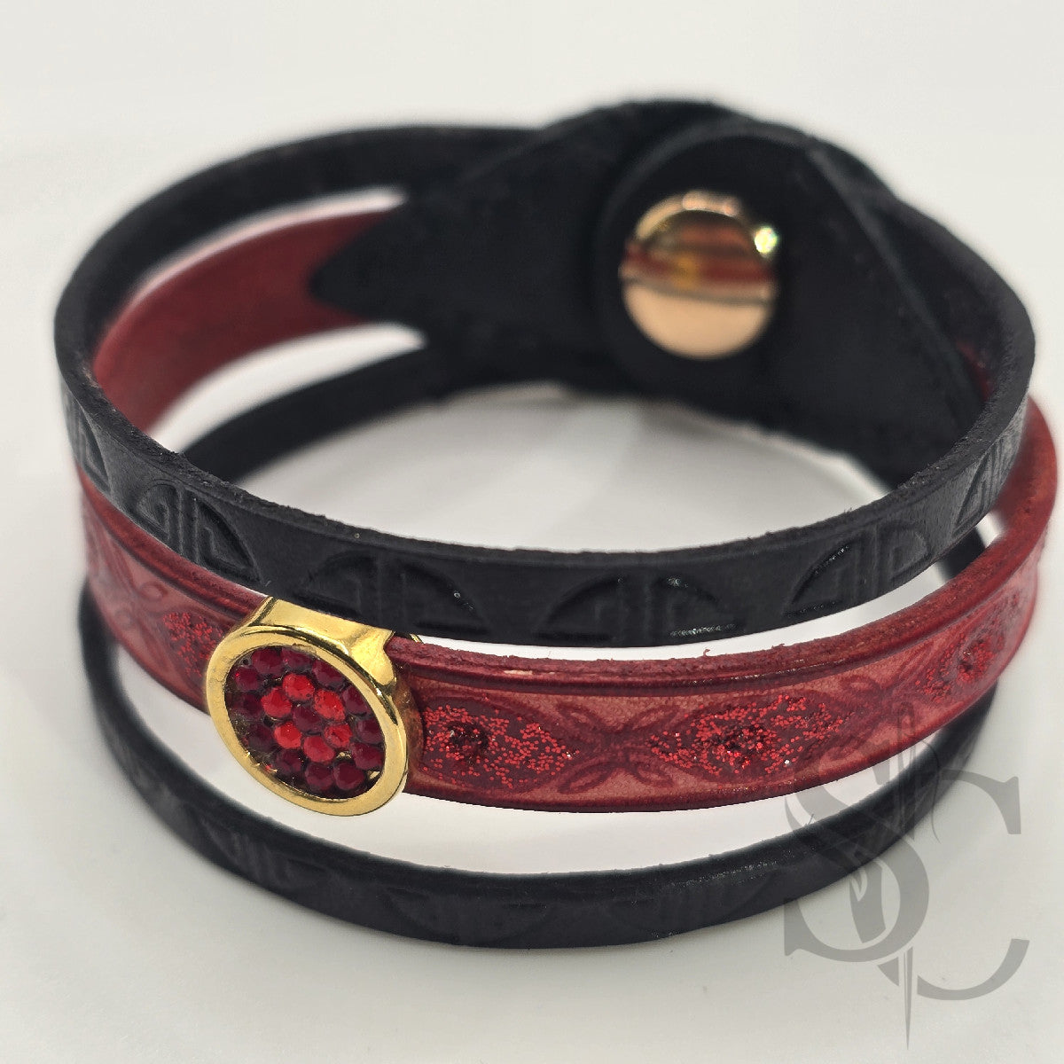 Bracelet 3 brins rouge et doré