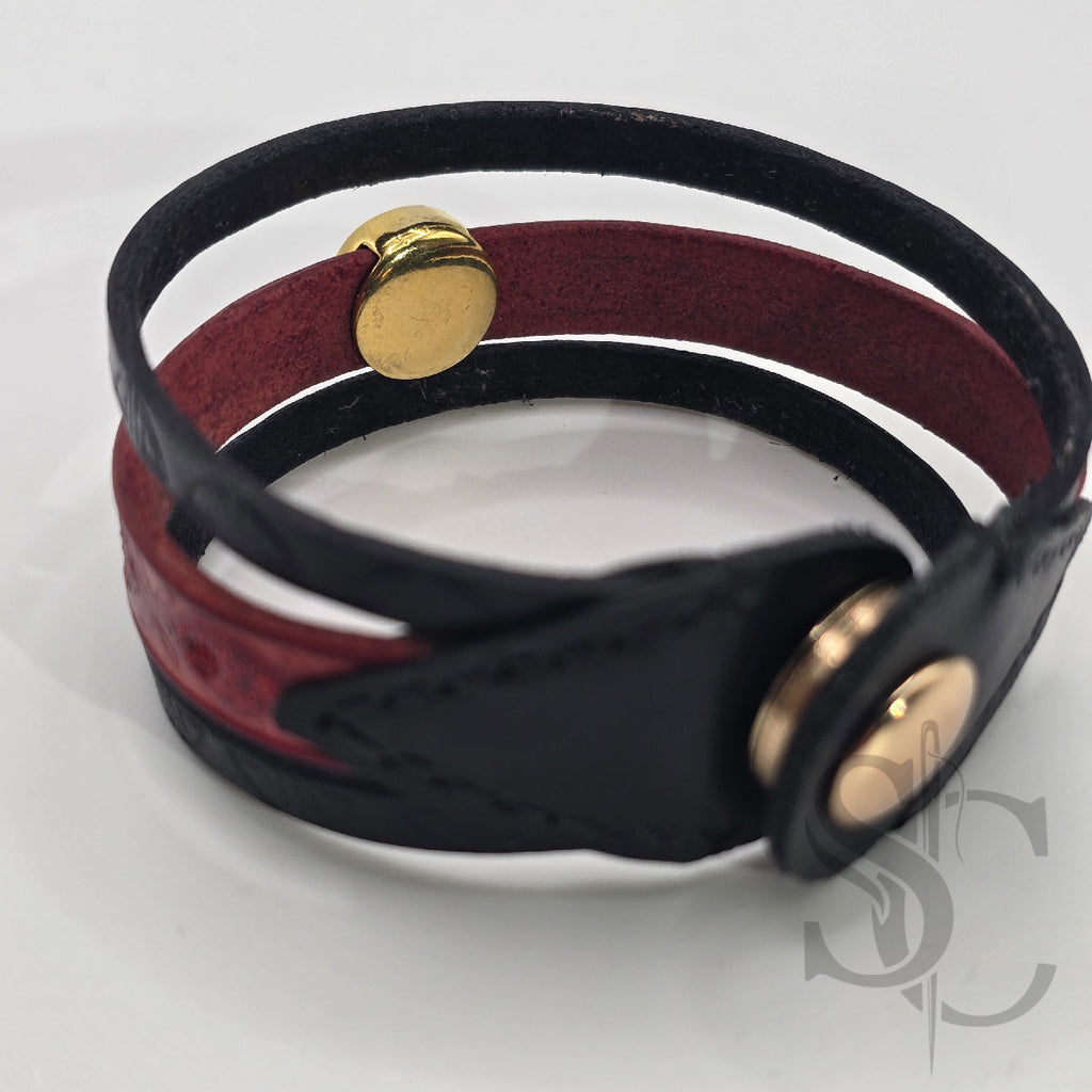 Bracelet 3 brins rouge et doré