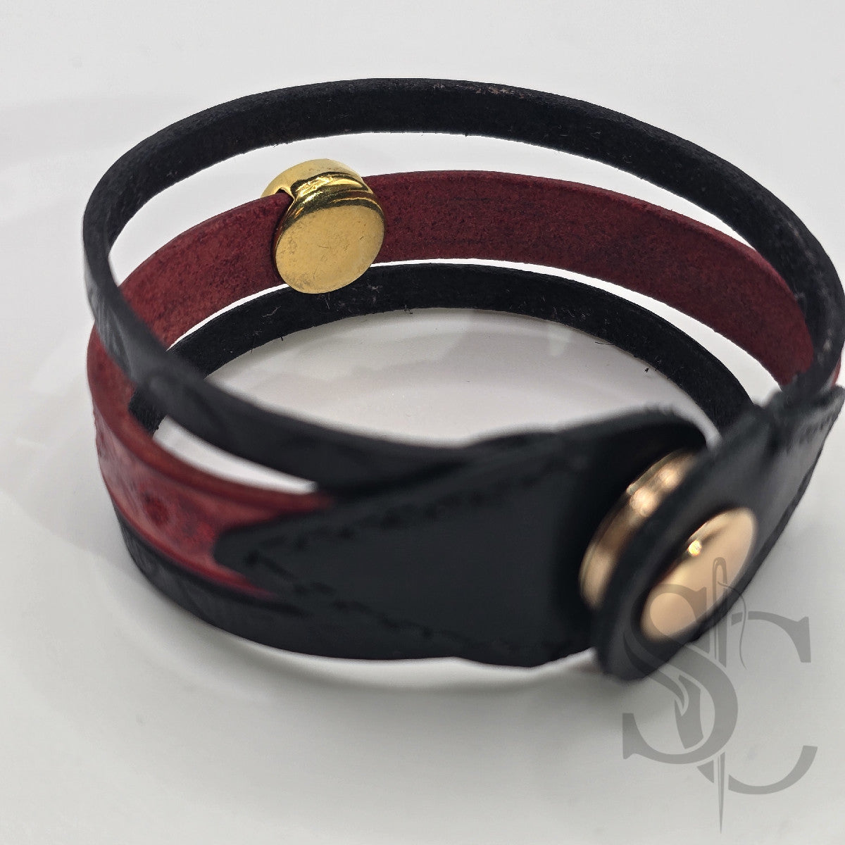 Bracelet 3 brins rouge et doré
