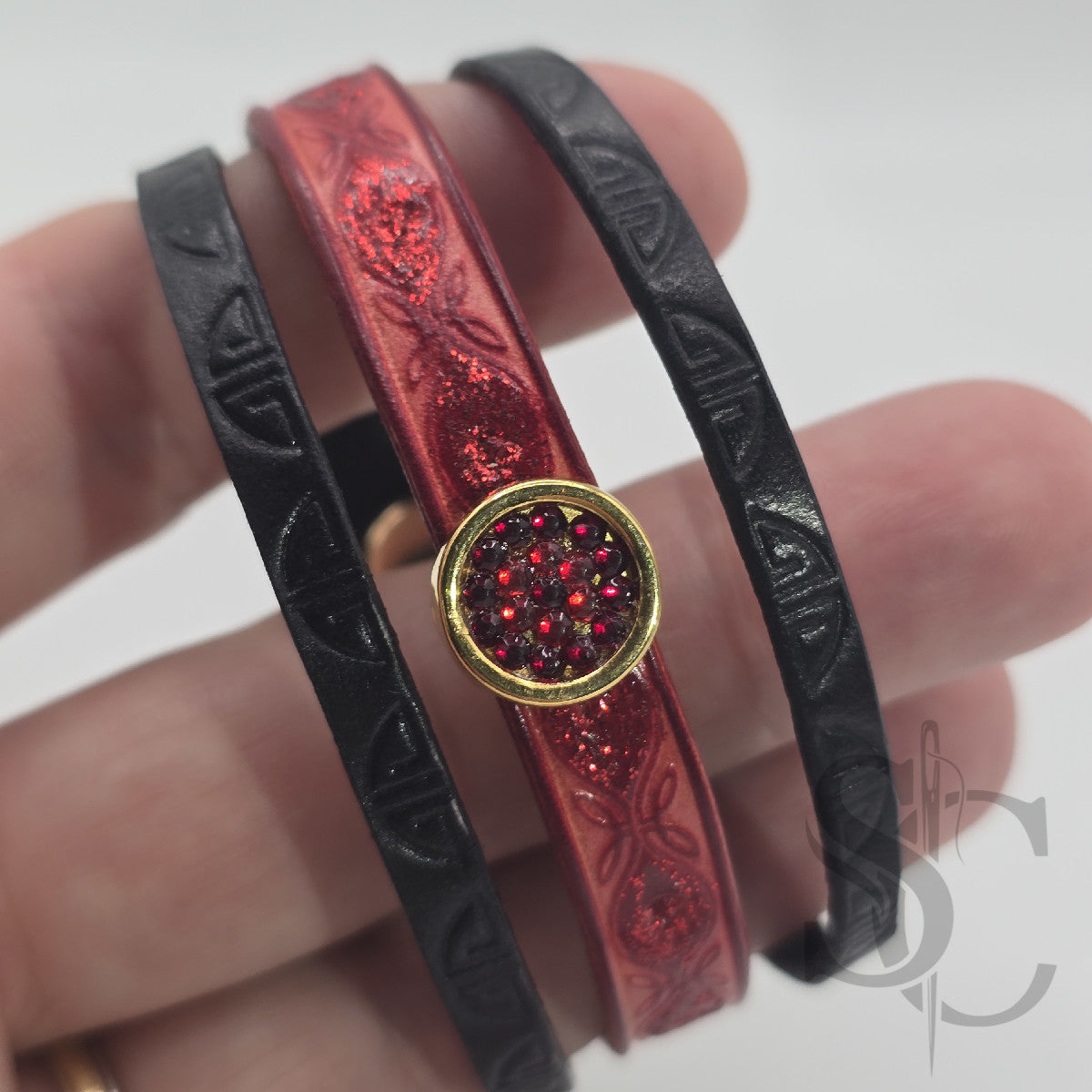 Bracelet 3 brins rouge et doré